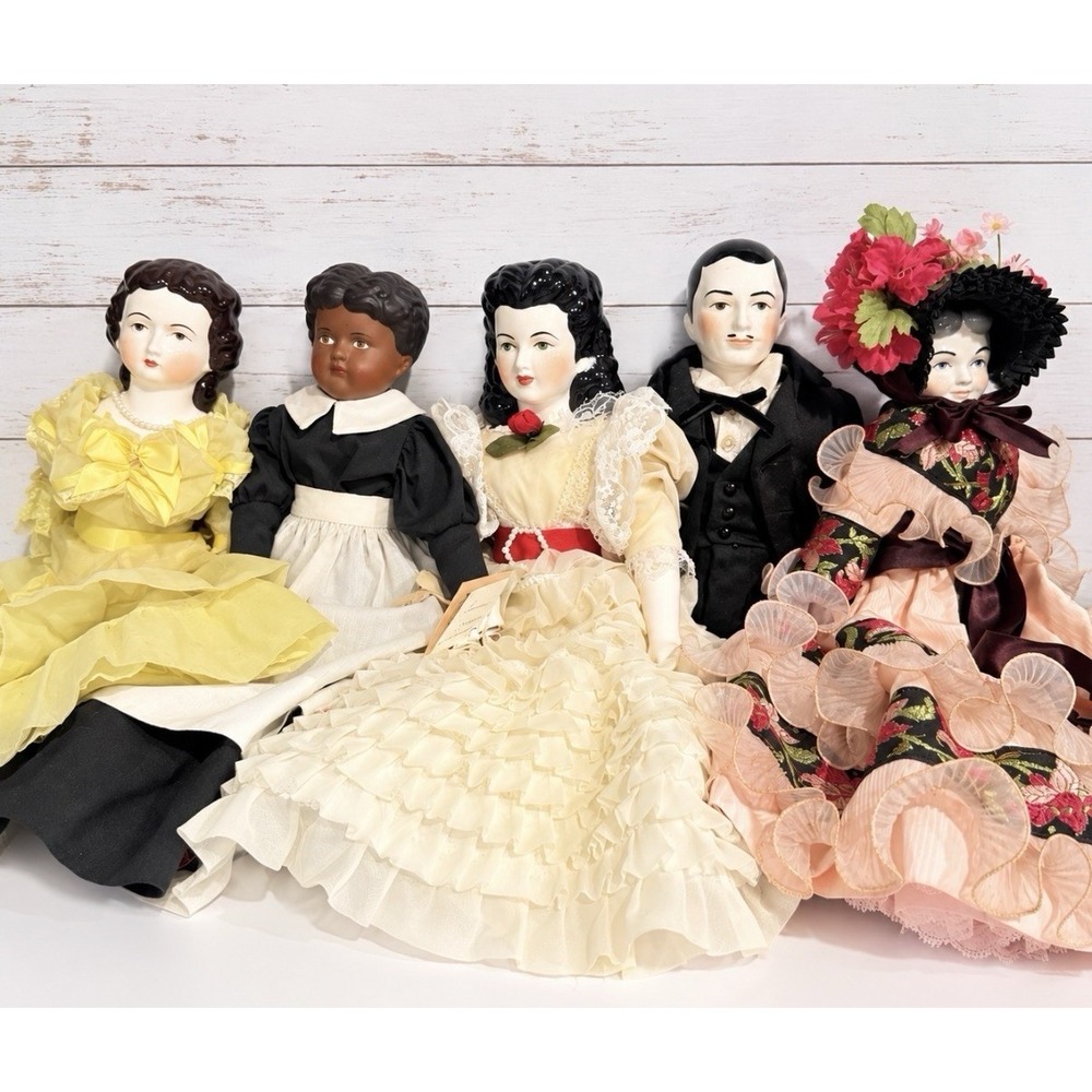 Vintage Geri Milano Gone With The Wind Porcelain Dolls Lot 5 Custom Clothes RARE